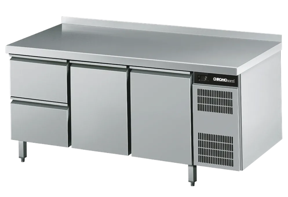 CHROMOnorn Kühltisch GN 1/1, 2 Züge 1/2, 2 Tüen, 1725x700x850mm