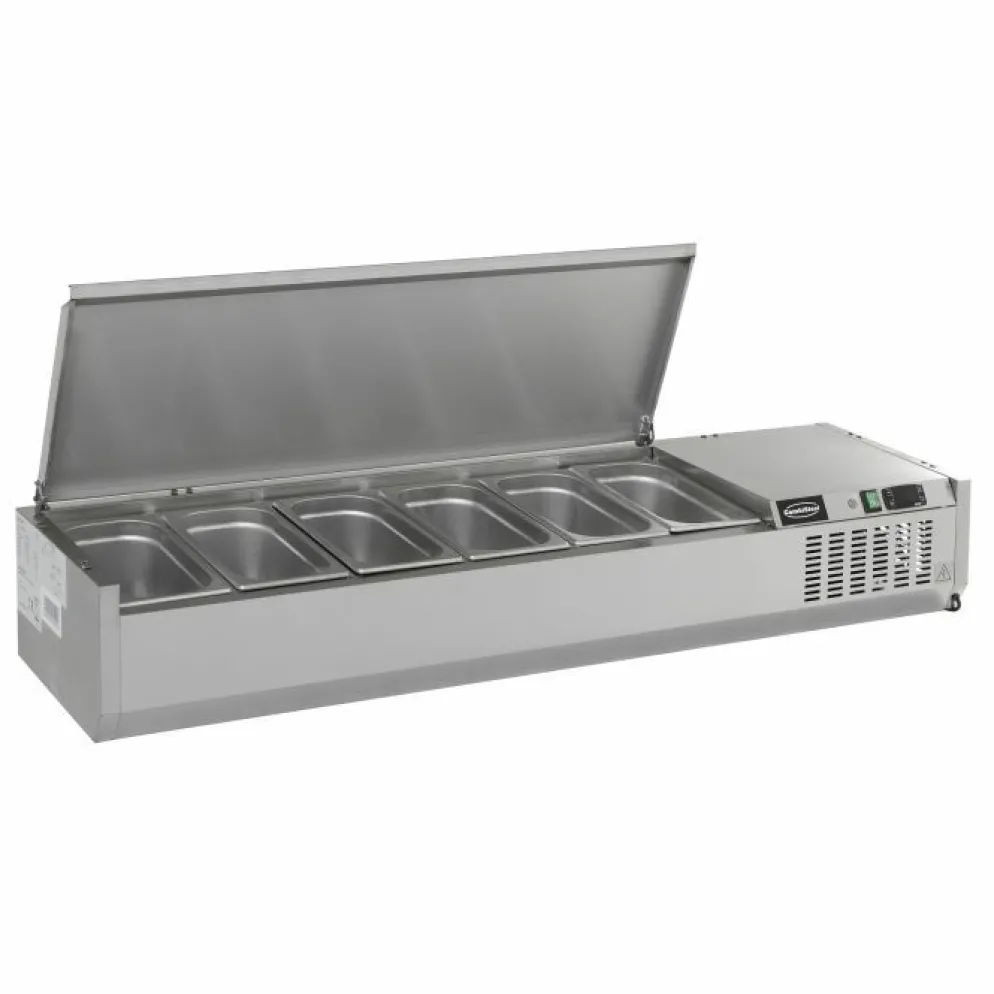 Combisteel Aufsatzvitrine mit Edelstahl Deckel für 5x 1/4 GN