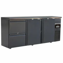 Combisteel Barkühler Schwarz 537L mit 2 Türen, 2 Schubladen
