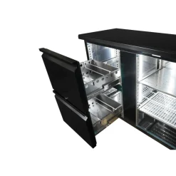 Combisteel Barkühler Schwarz 537L mit 2 Türen, 2 Schubladen