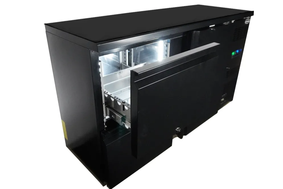 Combisteel Barkühler Schwarz 350L mit 1 Tür, 2 Schubladen