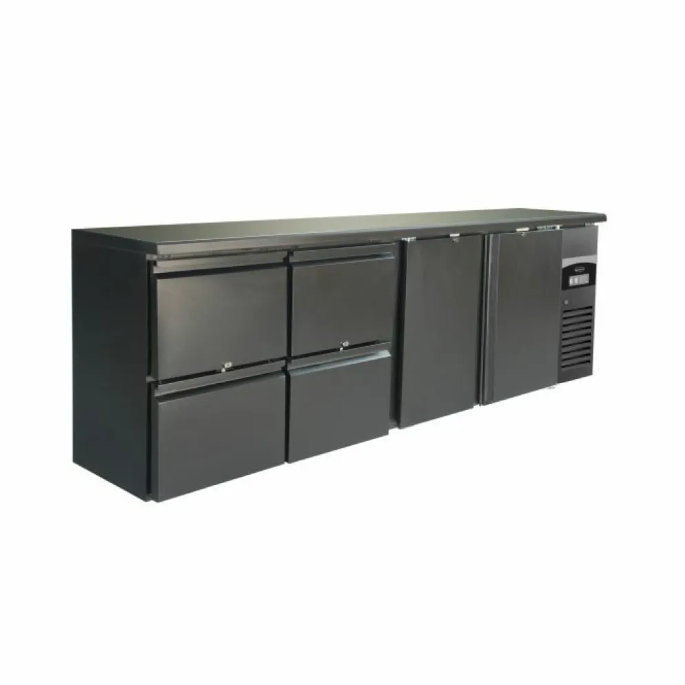 Combisteel Barkühler Schwarz 698L mit 2 Türen, 2 Schubladen