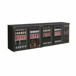 Combisteel Barkühler Schwarz mit 4 Glastüren, 698L