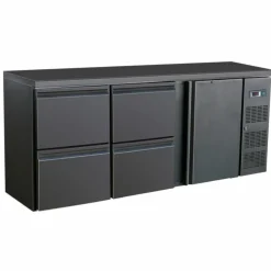 Combisteel Barkühler Schwarz 537L mit 1 Tür, 4 Schubladen