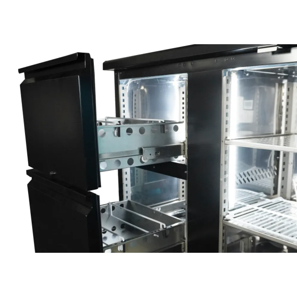 Combisteel Barkühler Schwarz 698L mit 3 Türen, 2 Schubladen