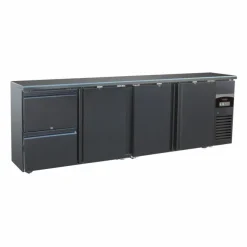 Combisteel Barkühler Schwarz 698L mit 3 Türen, 2 Schubladen