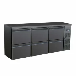 Combisteel Barkühler Schwarz 537L mit 6 Schubladen