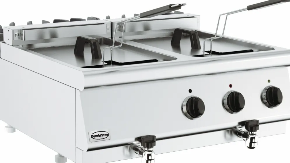 CombiSteel Elektro-Fritteuse, 2x 10 Liter, Breite 800mm, Tiefe 700mm, 7.5kW