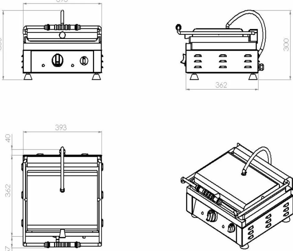 Combisteel Elektro Kontaktgrill glatt 410 mm, Tischgerät
