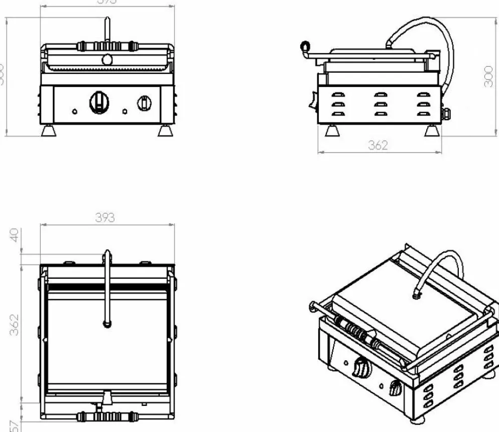 Combisteel Elektro Kontaktgrill gerillt 410 mm, Tischgerät