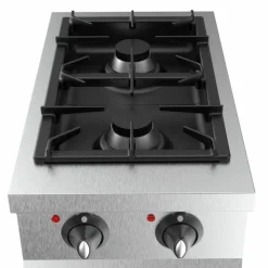 CombiSteel Gasherd 2 Brenner, 2x 6,5 kW, offener Unterbau, Breite 400mm
