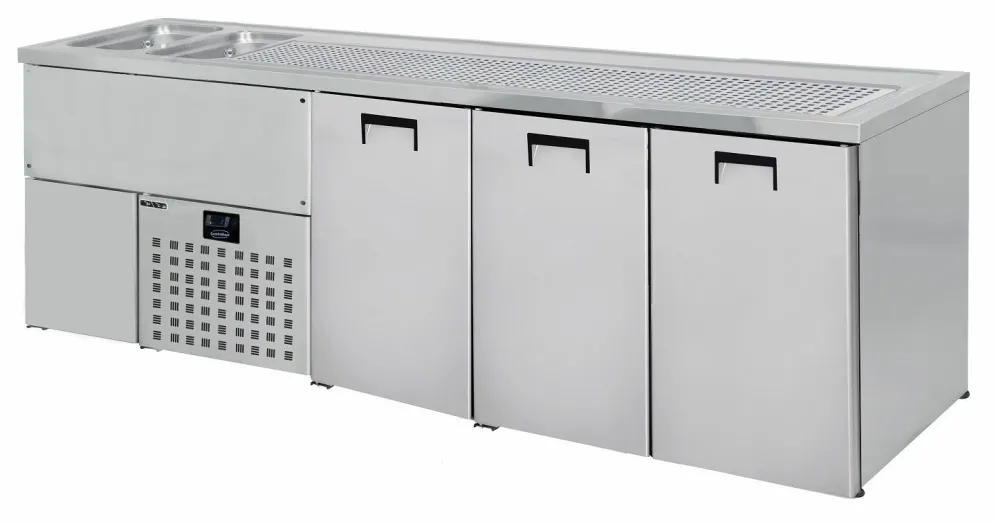 CombiSteel Getränketheke Biertheke 3 Türen. 2 Becken links