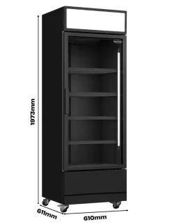 COMBISTEEL Glastür-Kühlschrank FCU-370 BL Schwarz 360 Liter