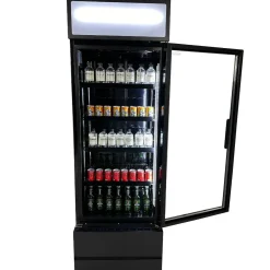 COMBISTEEL Glastür-Kühlschrank FCU-370 BL Schwarz 360 Liter