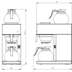 Combisteel Kaffeemaschine mit 2 Glaskannen 1,8L Edelstahl