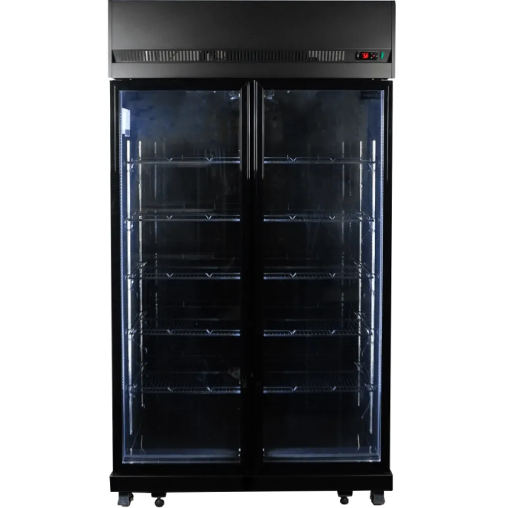 Combisteel Kühlschrank 2 Glastüren Schwarz IRM770 BL 1100 mm
