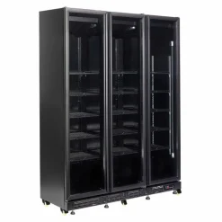 Combisteel Kühlschrank 3 Glastüren Schwarz NAP1200 HT mit Türheizung