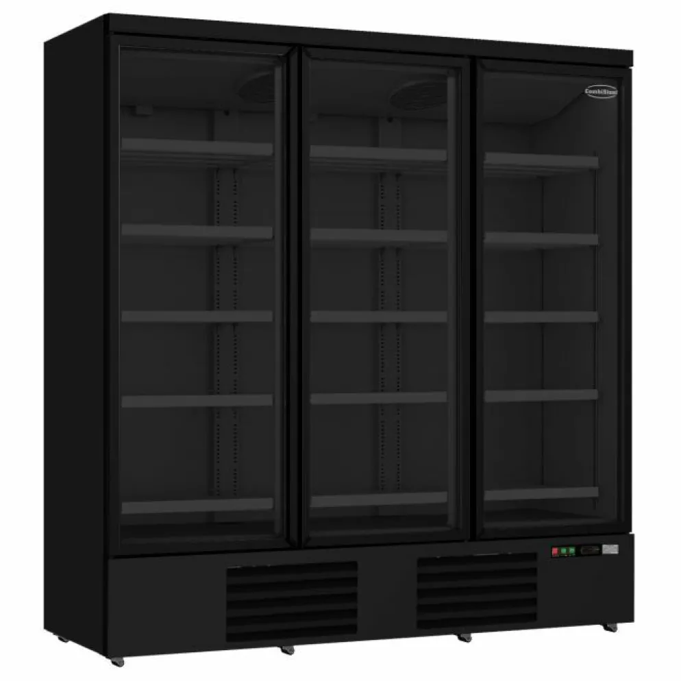 Combisteel Kühlschrank 3 Glastüren Schwarz JDE1530R BL 1880 mm