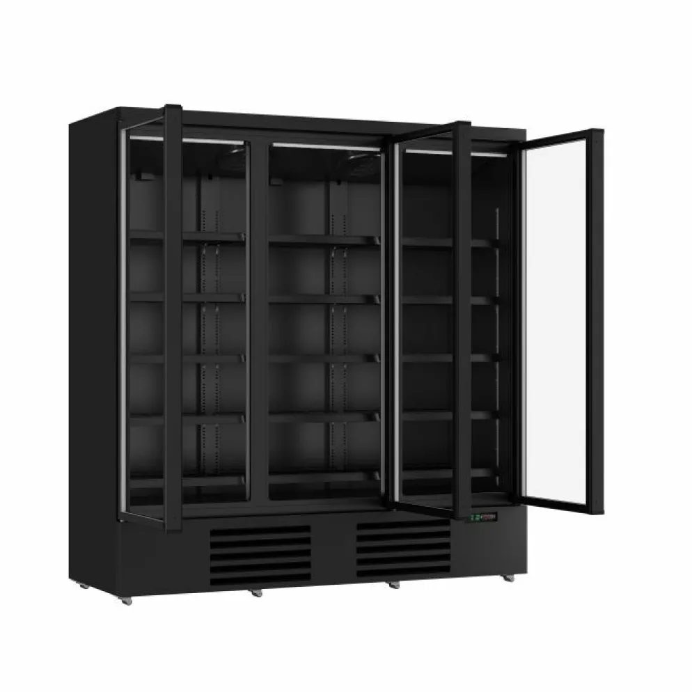 Combisteel Kühlschrank 3 Glastüren Schwarz JDE1530R BL 1880 mm