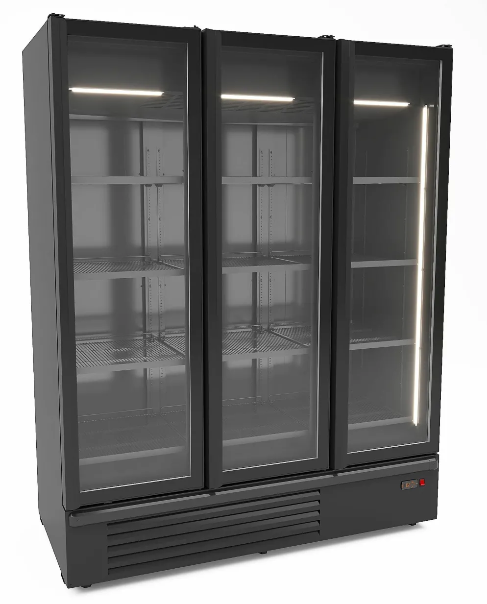 CombiSteel Kühlschrank 3 Glastüren, schwarz, 1555L