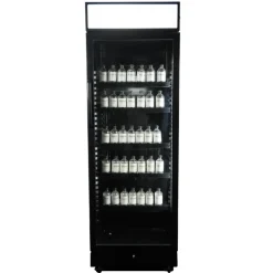 Combisteel Kühlschrank 1 Glastür Schwarz mit Leuchtkasten SVE450 BLC 650 mm