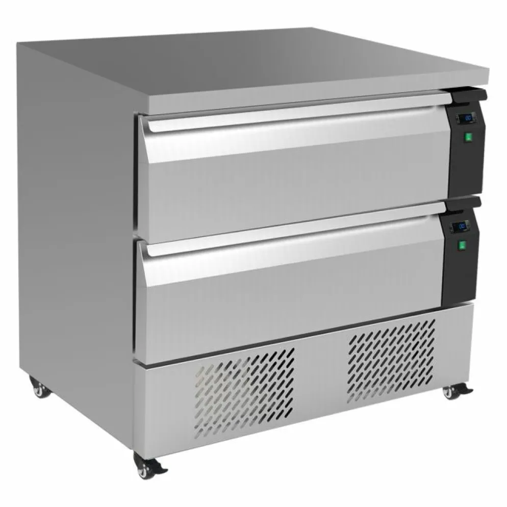 Combisteel Kühl-/Tiefkühltisch Edelstahl mit 2 Schubladen, 4x 1/1 GN