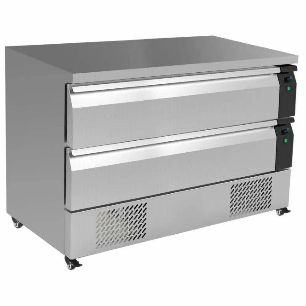 Combisteel Kühl-/Tiefkühltisch Edelstahl mit 2 Schubladen, 6x 1/1 GN
