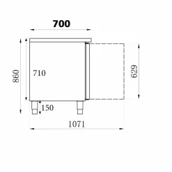CombiSteel Kühltisch 4 Türen 553L, 2230x700x850mm