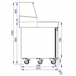 CombiSteel Pizzakühltisch 2 Türen für 9x 1/3GN, Breite 1790mm