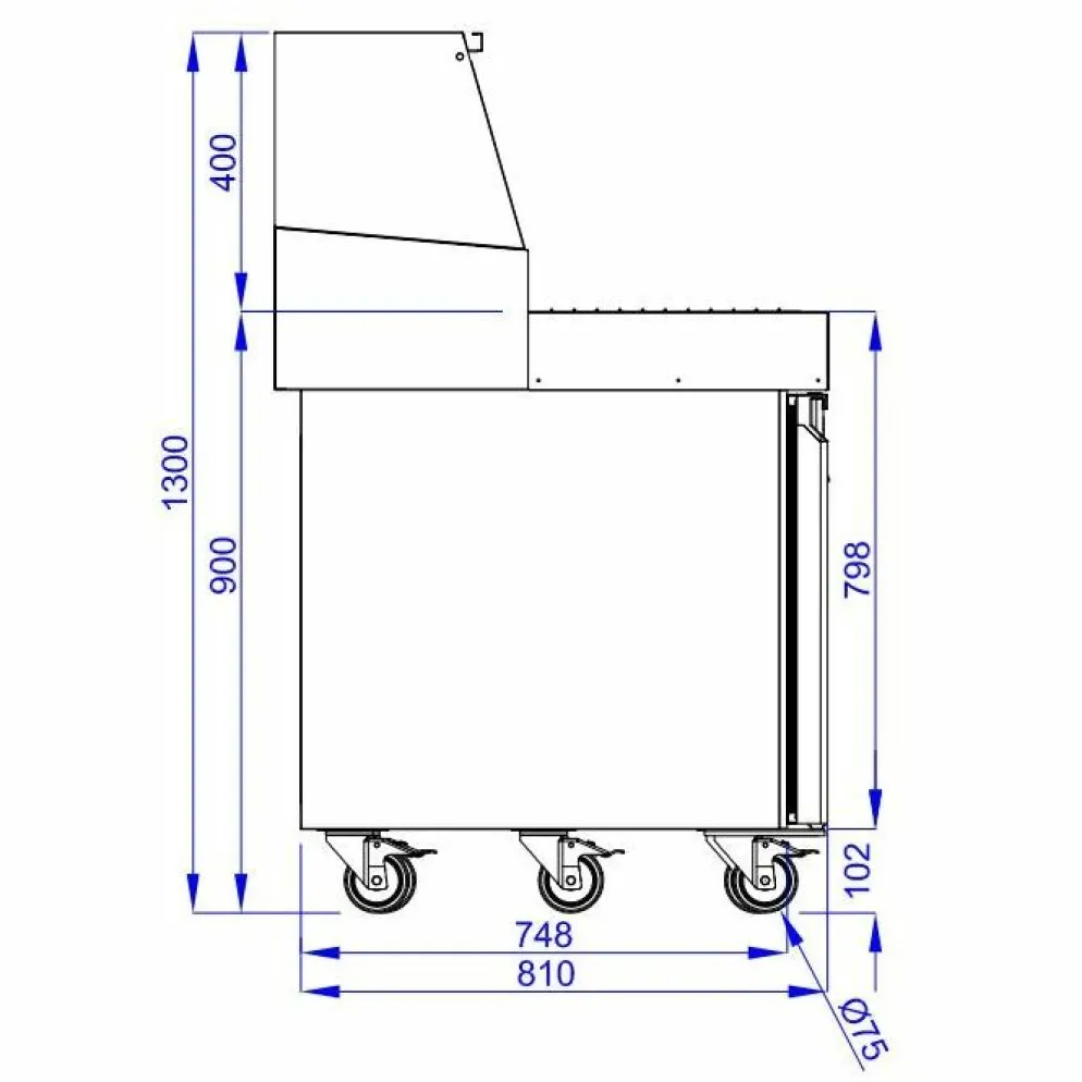 CombiSteel Pizzakühltisch 2 Türen für 9x 1/3GN, Breite 1790mm