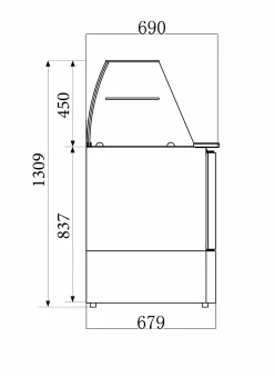 CombiSteel Saladette mit Glasaufsatz, Breite 900mm, 2-türig