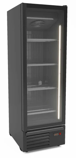 CombiSteel Tiefkühlschrank 1 Glastür, schwarz, 500L