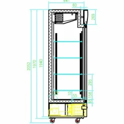 Combisteel Tiefkühlschrank 2 Glastüren Schwarz 1210 mm