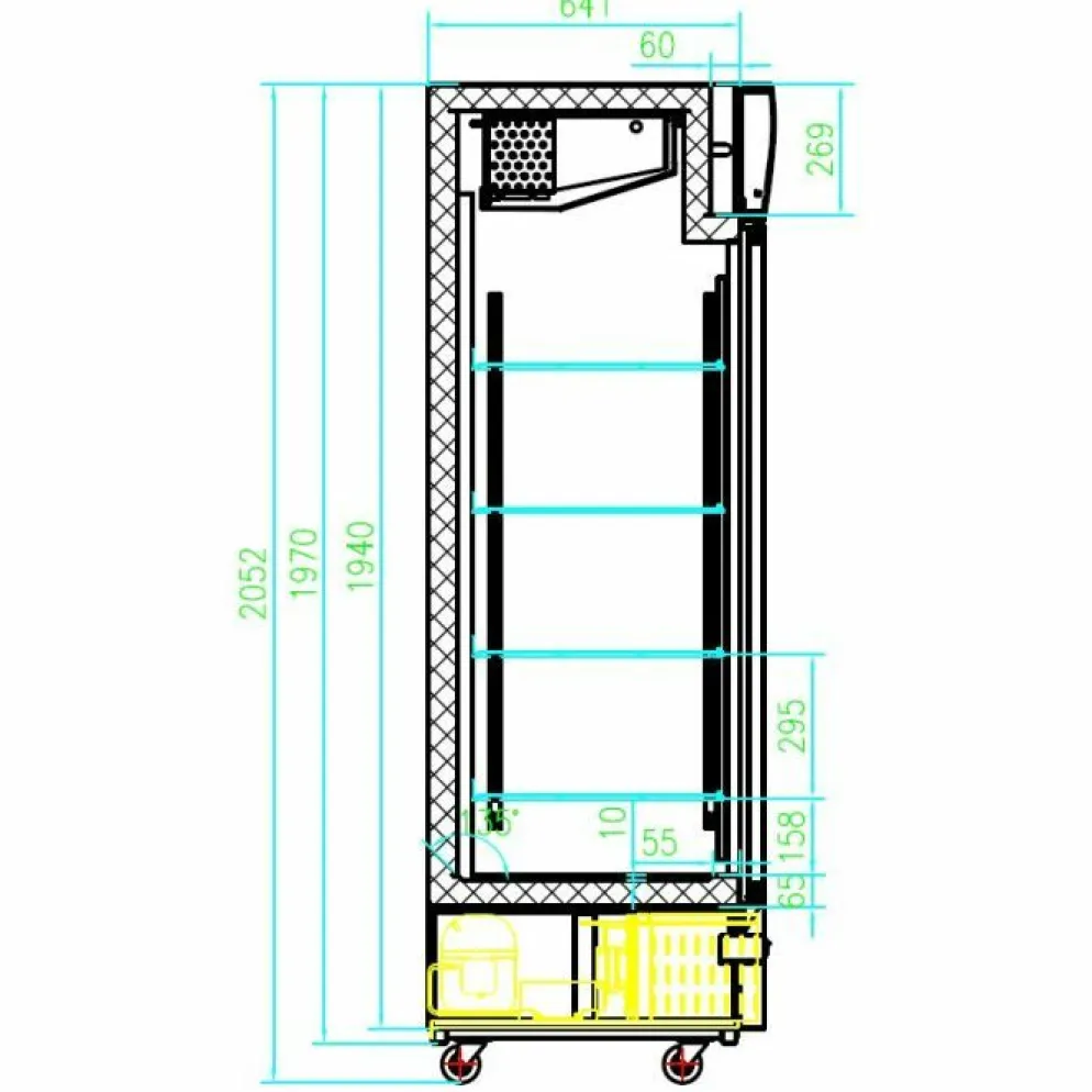 Combisteel Tiefkühlschrank 2 Glastüren Schwarz 1210 mm