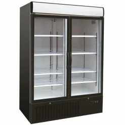 Combisteel Tiefkühlschrank 2 Glastüren Schwarz 1210 mm