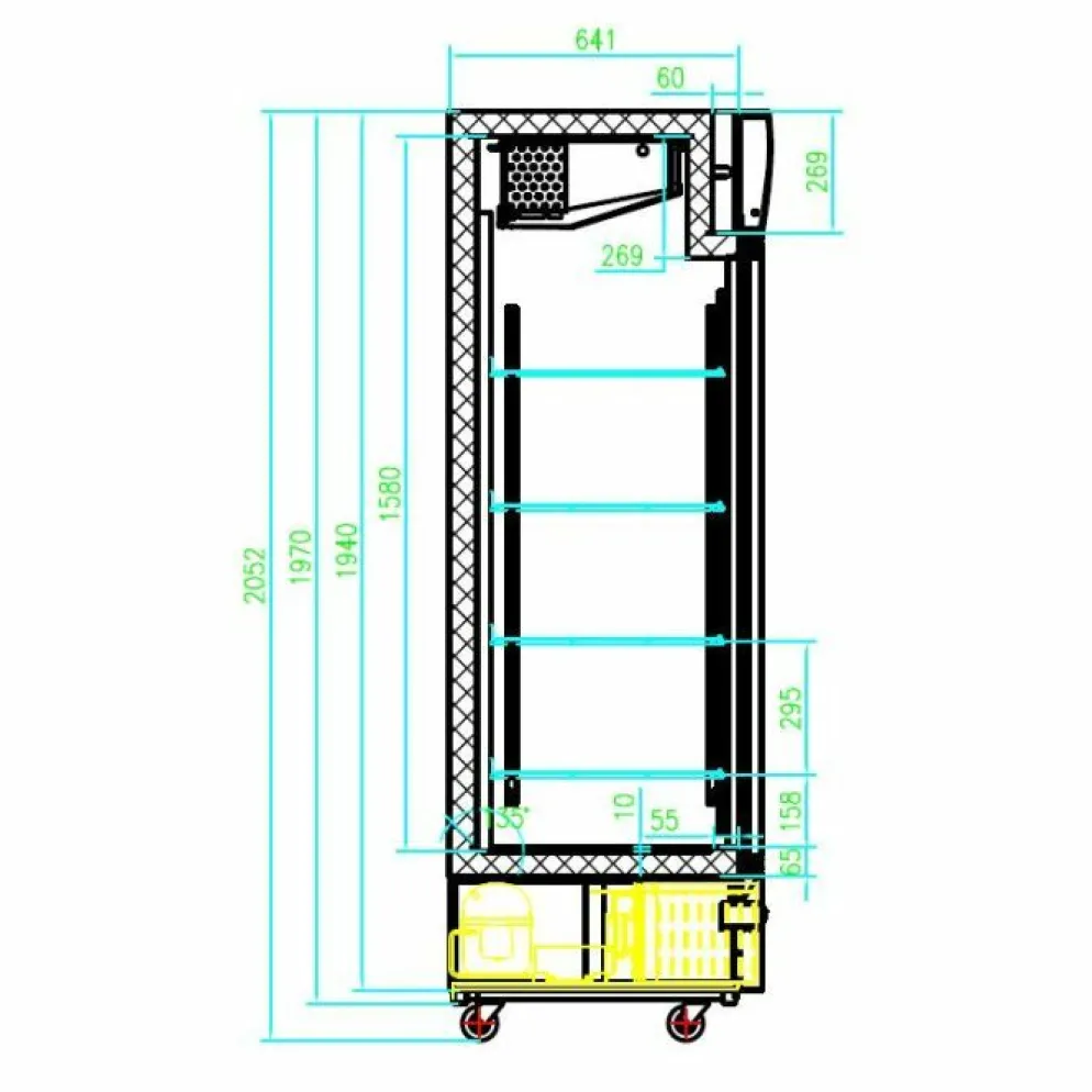 Combisteel Tiefkühlschrank 1 Glastür Schwarz 680 mm