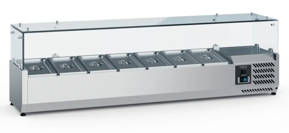 ecoFrost Aufsatzkühlvitrine für 7x 1/4 GN, 1500x335x435mm