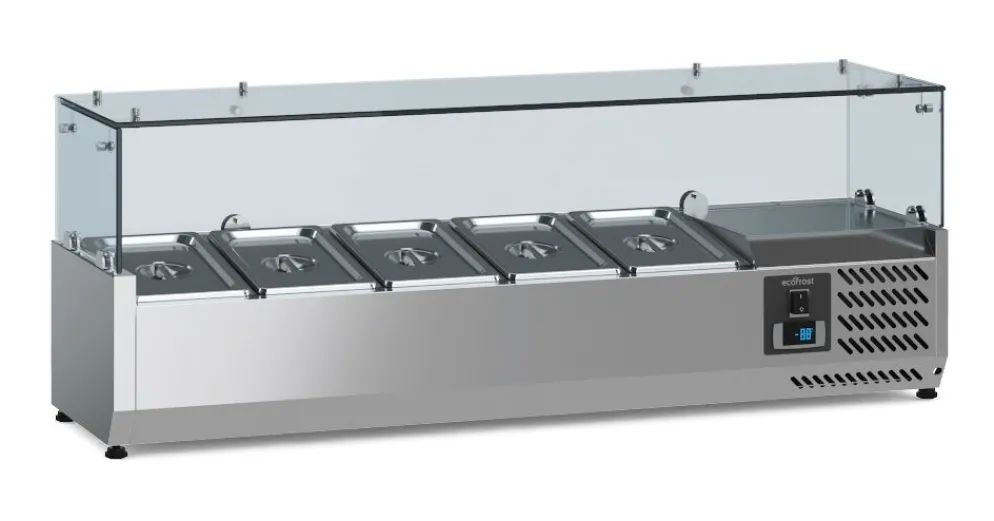 ecoFrost Aufsatzkühlvitrine für 5x 1/4 GN, 1200x335x435mm
