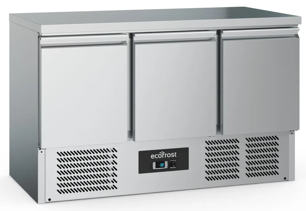 ecoFrost Kühltisch 3 Türen 1/1 GN, 1365x700x876mm