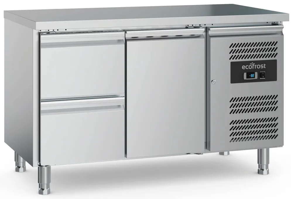 ecoFrost 700 Kühltisch 1 Tür, 2 Schubladen, 1360x700x850mm