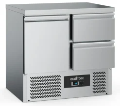 ecoFrost Kühltisch 1 Tür, 2 Schubladen, 900x700x876mm