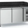 ecoFrost Pizzatisch 2 Türen EN, schwarze Granitplatte, Räder, 1515x800x1000mm