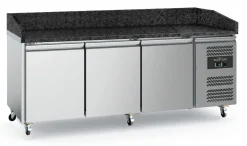 ecoFrost Pizzatisch 3 Türen Granit mit Rädersatz, 2020x800x1000mm