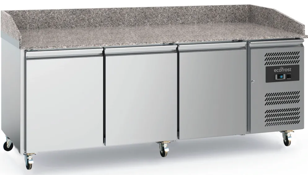 ecoFrost Pizzatisch 3 Türen mit Räder, 2020x800x1000mm