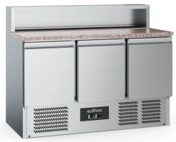 ecoFrost Pizzatisch 3 Türen 8x 1/6GN Behälter, 1365x700x1075mm