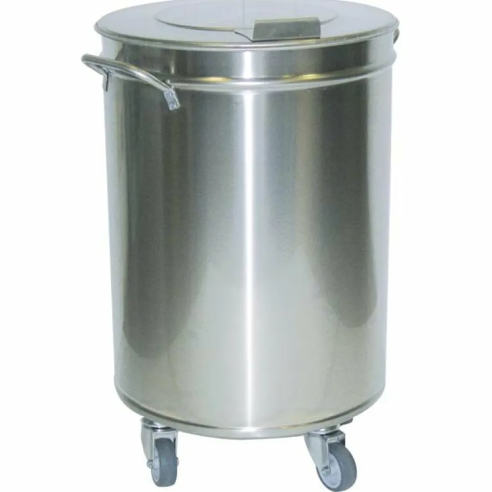 Edelstahl Abfalleimer, 75lt., Ø46 cm