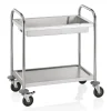 Edelstahl Abräumwagen/Servierwagen 2 Borde mit Reling