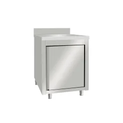Edelstahl Arbeitsschrank Breite 600x600 mm mit Aufkantung, Flügeltüren