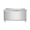 Edelstahl Arbeitsschrank Breite 1000x700 mm mit Aufkantung, Schiebetüren