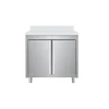 Edelstahl Arbeitsschrank Breite 800x700 mm mit Aufkantung, Flügeltüren